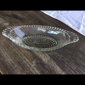 Vtg Crystal Clear Hobnail Glass Banana Split Sundae Dish